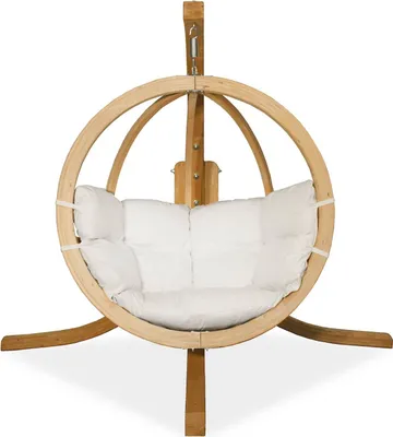 Produktbild von KONSIMO Hölzerner Hängesessel mit Gestell "HIGLO", beige, Hölz, Modern Design, 230x183x130 cm