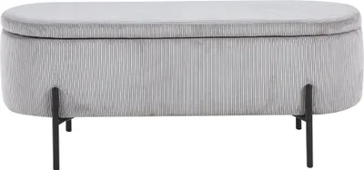 Produktbild von SalesFever Bettbank mit Stauraumfunktion | aufklappbar | Bezug Cord-Stoff | Metallgestell | B 110 x T 40 x H 44 cm | hellgrau – schwarz