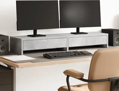 Produktbild von "im " Monitorständer mit Schubladen Betongrau 100x27x15 cm - Monitorständer CC24046