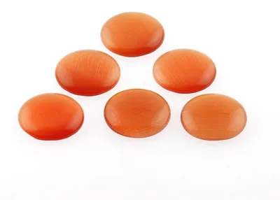 Produktbild von Vintageparts Cabochons Cateyeglas orange 14 mm, 6 Stück