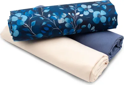Produktbild von Strauchblumen Set 46 Baumwollstoff 1x Druck + 2x Uni je 0,5m Stoffpaket Nähen DIY Projekt