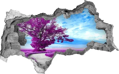 Produktbild von Selbstklebender Loch-3D-Aufkleber 95x73 cm Baum und Straße