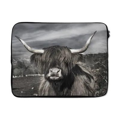 Produktbild von MuchoWow® Laptop Hülle 17 Zoll Laptoptasche Schottischer Highlander - Tiere - Hörner - Zipper - Schutzabdeckung