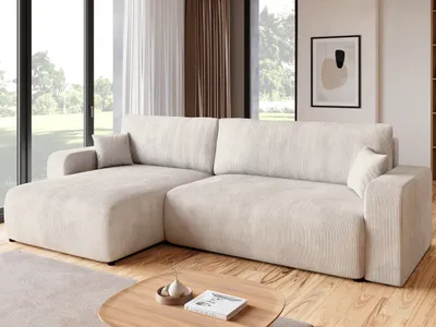 Produktbild von BroMARKT Ecksofa PUMI XL Schlaffunktion Bettkasten L-Form 125x230 cm Vanilla