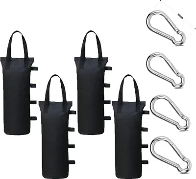 Produktbild von 4 Pavillon Sandsäcke und 4 Karabiner,Verwendet Um Das Bein Gewicht von Pop Up Pavillons zu Erhöhen, Gartenzelte, Sonnenschirme, Trampolin