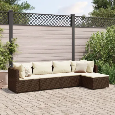 Produktbild von 2024 Gartenmöbel 5-tlg. Garten-Lounge-Set mit Kissen Braun Poly Rattan Gartenmöbel-Sets Garden Pleasure 1295747