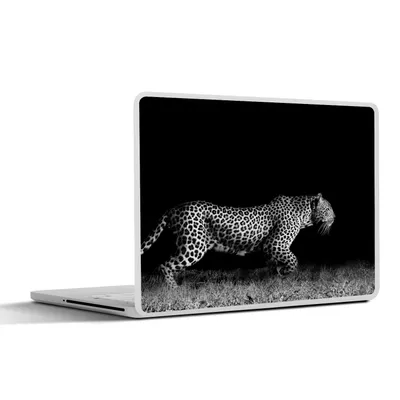 Produktbild von MuchoWow® Laptop Aufkleber Sticker Cover Wildtiere - Leopard - Gras - Schwarz - Weiß 30x21 cm - Sticker für Laptop - Selbstklebend