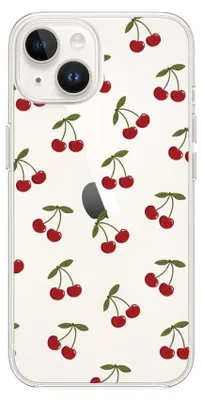 Produktbild von Flexible Hülle für das iPhone 13, TPU Silikon transparent, kleine Kirschen