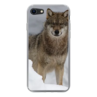Produktbild von MuchoWow® Handyhülle Schutzhülle Hülle für iPhone SE 2022 Wolf - Schnee - Tiere Silikon Softcase Handy Hülle - Schutzhülle