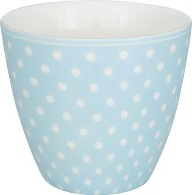 Produktbild von Greengate Latte Cup Becher DOTTY PALE BLUE Blau mit weißen Punkten Kaffeebecher