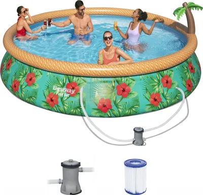 Zdjęcie produktu dla BESTWAY 57416 Basen samonośny 457x84 cm, 7w1 z palmą Bestway