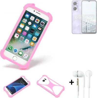 Produktbild von K-S-Trade Bumper + Kopfhörer kompatibel mit Tecno Pop 6 Handy Hülle Schutzhülle Silikon Schutz Hülle Cover Case Silikoncase Silikonbumper TPU