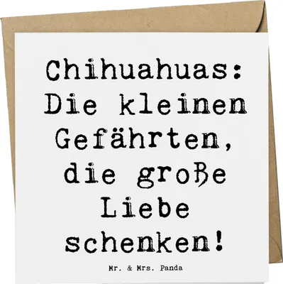 Produktbild von Mr. & Mrs. Panda Grußkarte Spruch Chihuahua Liebe - Weiß - Geschenk, doppelkarte, Hunderassen, Hund, anlasskarte, Hunderasse, kleine Gefährten, Vielfalt, Klappkarte