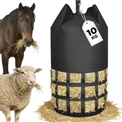 Productafbeelding van Hooinet voor paarden - Hooitas - Net met fijne mazen - Capaciteit: 10 kg hooi - Extra groot, XXL - Zeer robuust en duurzaam - Zwart