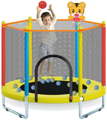 Kindertrampoline 150 cm mit Sicherheitsnetz und Basketballkorb