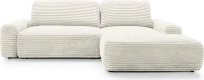 Obrázek produktu pro Rohová pohovka VIGO Ambience 01 Světle béžová Krémová Cord Široký cord Rozkládací pohovka Úložný prostor Vpravo