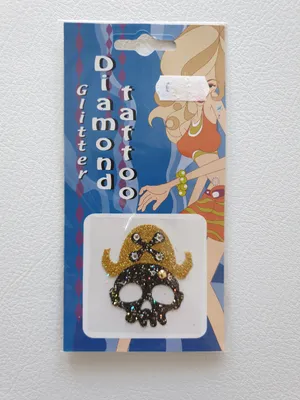 Produktbild von K88208807-2 schwarz-gold Glitter Tattoo Totenkopf mit Hut
