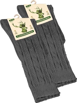 Produktbild von Cotton Prime® Trachtensocken 2 Paar, mit Zopfmuster 35-38 anthrazit