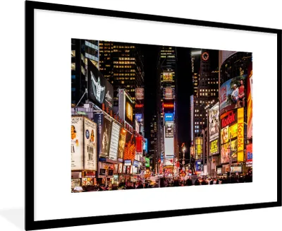 Produktbild von MuchoWow® Gerahmtes Poster Times Square - Werbetafeln - Nacht 90x60 cm - Poster mit Schwarzem Bilderrahmen Wandposter Rahmen Foto Bilder - Wanddekoration - Fotos