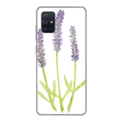 Produktbild von MuchoWow® Handyhülle Schutzhülle Hülle für Samsung Galaxy A71 Lavendel - Aquarell - Pflanzen Silikon Softcase Handy Hülle - Kartenbesitzer