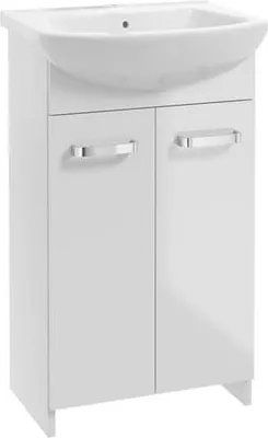 Produktbild von Badezimmer-Set, Schrank mit Waschbecken 50 weiß auf Beinen Mila