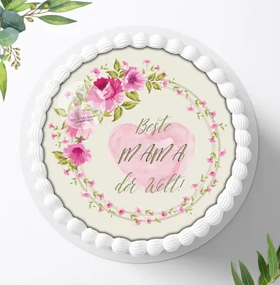 Produktbild von Für die Geburtstags Torte ein Tortenaufleger, Zuckerbild mit dem Motiv: Muttertag, Mama, Essbares Foto für Torten, Fondant, Ø 20cm, 0010c