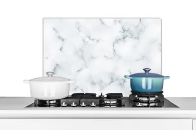 Obrázok produktu pre MuchoWow® Splashback Kuchyňa - Kuchynský backsplash - Ochrana steny pre sporák a drez Mramor - elegantný - biely - čierny 70x50cm Alu-Dibond