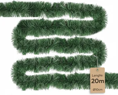 Productafbeelding van Kwaliteit kunstkerstslinger - Dennenslinger - Groen - 5/10 m lang - Dennentakkenslinger - Kerstdecoratie - 20 m