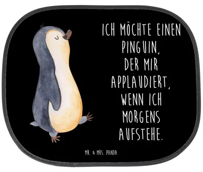 Produktbild von Mr. & Mrs. Panda pkw sonnenschutz Pinguin marschieren - Schwarz - Geschenk, Unausgeschlafen, Auto, Aufstehen, Spazieren, Familie, Pinguine, Sonnenblende, Bruder, für