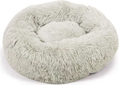 Immagine prodotto di Beeztees Yali - Letto per cani - Peluche - Grigio chiaro - Diam. diam. 50 cm