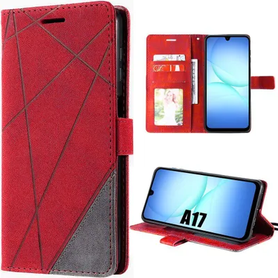 Image de Coque pour Samsung Galaxy A17 5G/4G, Flip Case Protection 360 Degré CuirPolyuréthaneMotif Rayures - Rouge