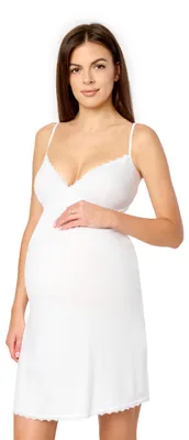 Produktbild von Merry Style Unterkleid für Schwangerschaft Petticoat Schwangerschaftskleid aus Viskose Nachthemd Damen Elastisch Leicht Alltagskleidung MS10-466 (Weiß, XXL)