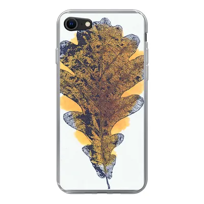 Produktbild von MuchoWow® Handyhülle Schutzhülle Hülle für iPhone SE 2020 Aquarell - Orange - Eichenblatt Silikon Softcase Handy Hülle - Kartenbesitzer