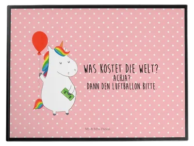 Produktbild von Mr. & Mrs. Panda tischauflage Einhorn Luftballon - Rot Pastell - Geschenk, Geld, schreibtischunterlage, schreibtischunterlagen, Tischunterlage, Unicorn, bastelunterlagen