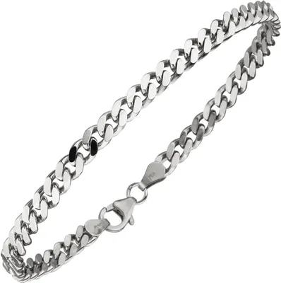Produktbild von 4,6mm Panzer-Armband Armkette Armschmuck aus 925 Silber rhodiniert 21cm Herren