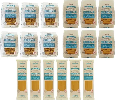 Produktbild von 18er-Pack Testpaket Rummo Pasta Spaghetti - Fusilli - Penne Rigate Glutenfreie,Nudeln Senza Glutine 400g