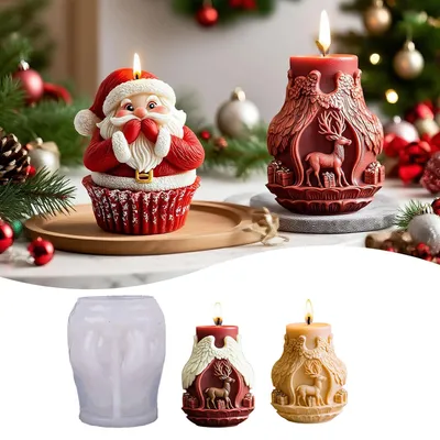 Produktbild von Kerzenform – Silikonform zum Selbermachen für Weihnachtskerzen, Seife, Epoxidharz und Gipsdekorationen – Ideal für Weihnachtsdekorationen und Geschenke