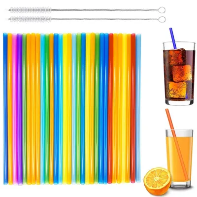 Image de Paille réutilisables, lot de 50, avec 2 brosses de nettoyage