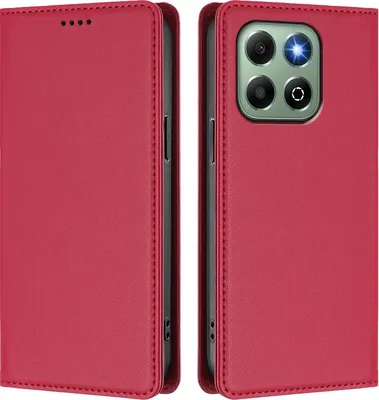 Image de Etui en cuir pour Honor X6B/Honor X6A, étui magnétique en cuirPolyuréthaneavec support Rouge
