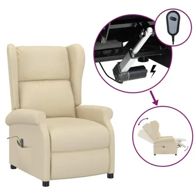 Immagine prodotto di vidaXL Sedia ad ala con funzione reclinabile in tessuto elettrico color crema