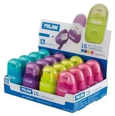 Obrázok produktu pre Milan 4701116, Ručný orezávač ceruzky, Modrá, Zelená, Ružová, Purpurová, Oceľ, 150 mm, 65 mm, 105 mm
