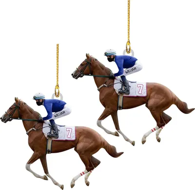 Produktbild von 2er-Set Weihnachtsschmuck aus Acryl, Reitmotiv, Weihnachtsbaumanhänger, Weihnachtsdekoration für Zuhause und Auto