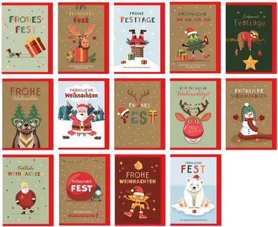 Produktbild von Komma3 Weihnachtskarten sortiert
