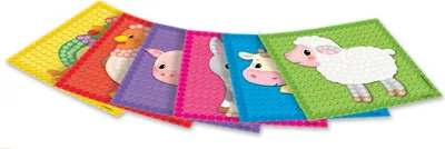 Image de PlayMais 160279 'MOSAIC' Card Set LITTLE FARM, cartes à coller, multicolores, 6 pièces (1 set)