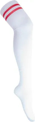 Produktbild von Overknees College-Style weiß mit roten Streifen