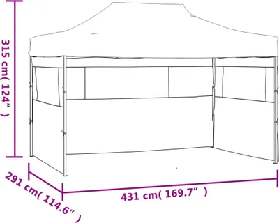 Produktbild von vidaXL Faltzelt mit 3 Seitenteilen 3x4,5 m Blau