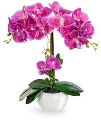 Obrázek produktu pro Umělá orchidej - Orchidej v keramickém květináči - 40 cm - Bílá