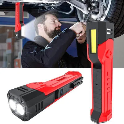 Produktbild von LED Werkstatt Licht, Tragbar Werkstattlicht 3000mAh Wiederaufladbare 120°Drehbar Dual Lichtquelle 7 Modu mit SOS Stroboskop COB Arbeitsleuchte Magnet