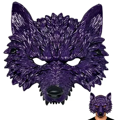 Wolfmasker Halbgesicht, realistisch, Werwolfkostüm, Halloween, Cosplay