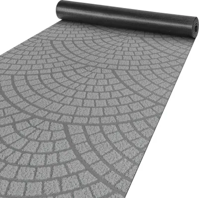 Produktbild von Küchenläufer Flur Teppichläufer Velours Läufer DAVIS Grau Mosaik Robust Breite 50cm Länge 200cm